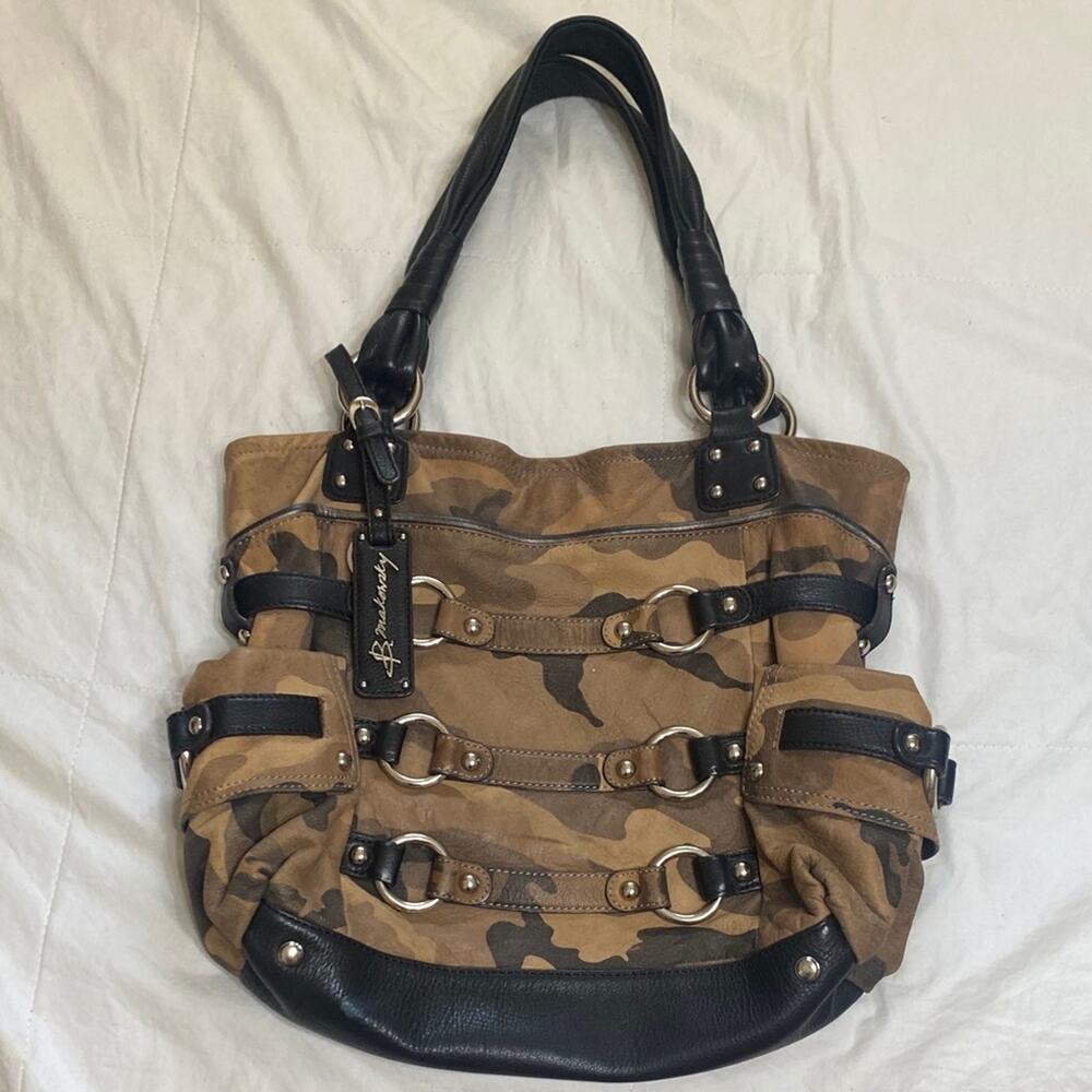 Brown Camo Shoulder Tote Bag by Brighton. Silver Hardware Mad Maxx